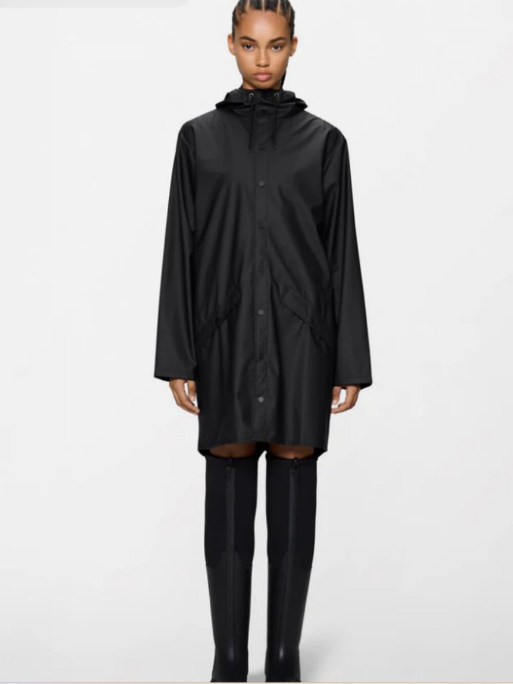 RAINS Long Jacket Black Womens Size Small